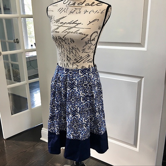 Milly Skirts Milly For Design Nation Blue White Grecian Tile Print